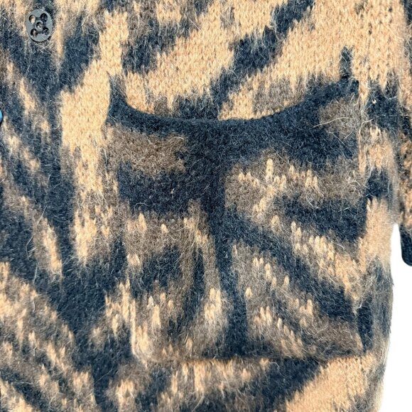 NWT Le Maglie Di Sofía Mohair Blend Animal Tiger Print Longline Teddy Coat Small - Picture 6 of 6